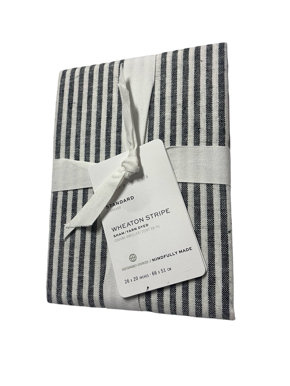 NWT ! Pottery Barn Wheaton Stripe Sham Standard 26" x 20" Classic